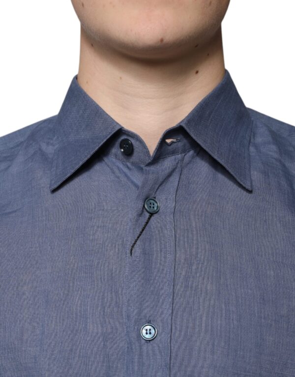 Dolce & Gabbana Blue Logo Long Sleeve Button Down Casual Shirt - Image 5