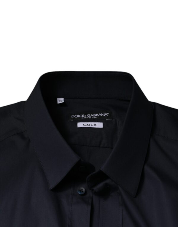 Dolce & Gabbana Black Cotton Blend Formal GOLD Dress Shirt - Image 7