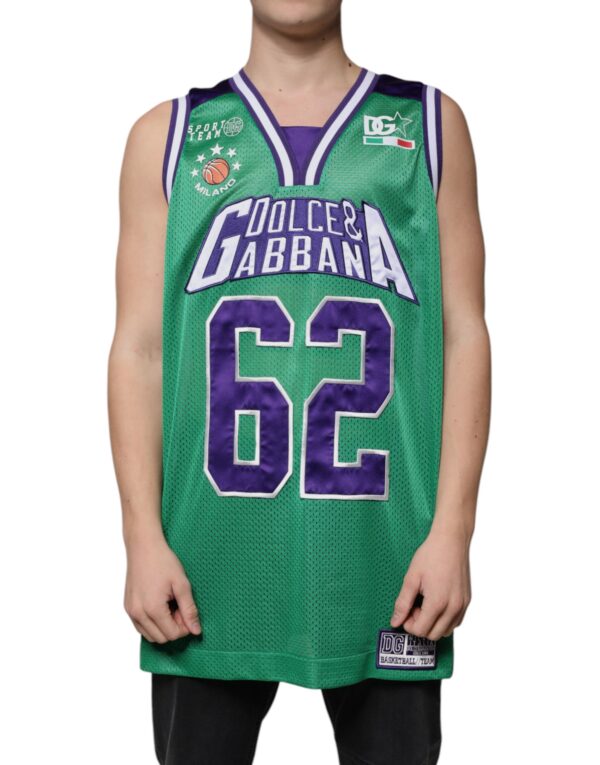 Dolce & Gabbana Green Polyester Jersey Sleeveless T-shirt - Image 2