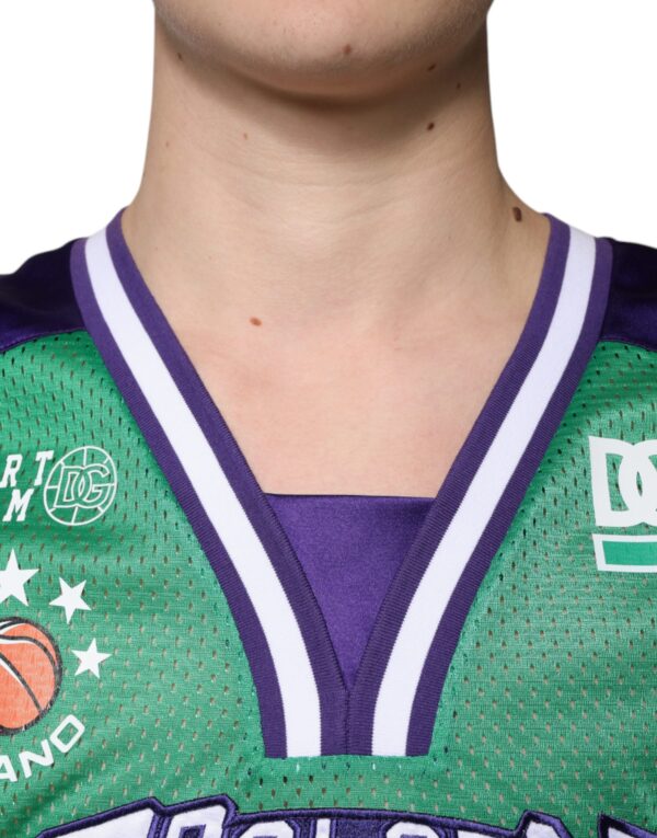 Dolce & Gabbana Green Polyester Jersey Sleeveless T-shirt - Image 5