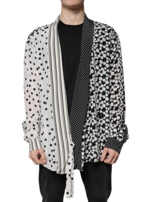 Dolce & Gabbana Black White Polka Dots Silk Men Casual Shirt