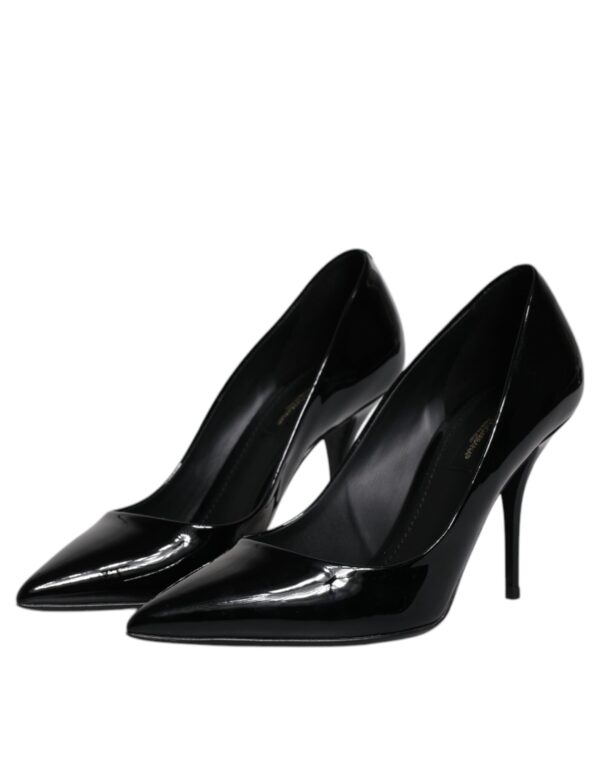 Dolce & Gabbana Black Patent Leather High Heels Pumps Shoes - Image 4