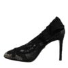 Dolce & Gabbana Black Lace Stretch Heels Mid Calf Boots Shoes - Image 6