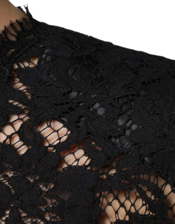 Dolce & Gabbana Black Floral Lace Short Sleeves Blouse Top - Image 6
