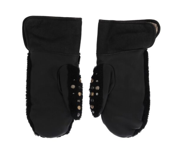 Dolce & Gabbana Studded Black Leather Gentleman's Gloves - Image 5
