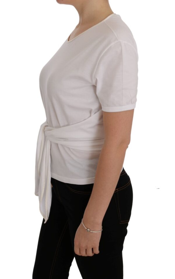 Dolce & Gabbana Elegant White Wrap Blouse with Crystal Accents - Image 2