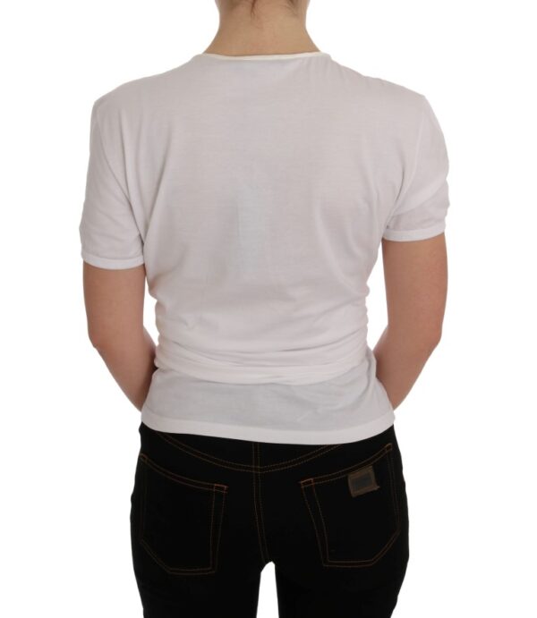 Dolce & Gabbana Elegant White Wrap Blouse with Crystal Accents - Image 3