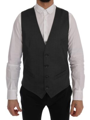 Dolce & Gabbana Sleek Gray Single-Breasted Waistcoat Vest