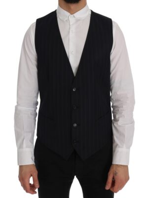 Dolce & Gabbana Elegant Striped Wool Blend Vest Waistcoat