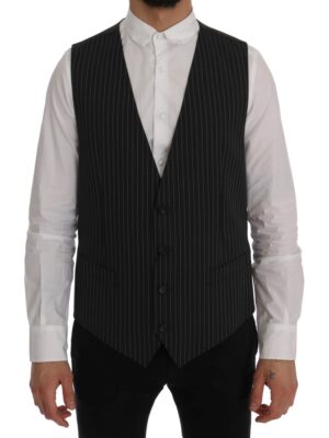 Dolce & Gabbana Elegant Gray Striped Vest Waistcoat
