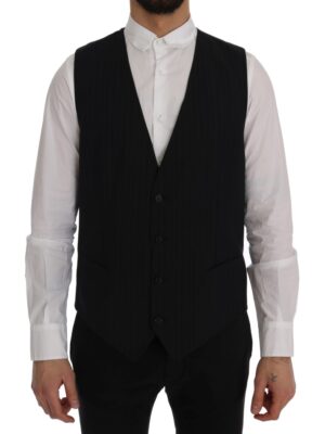 Dolce & Gabbana Elegant Blue Striped Waistcoat Vest