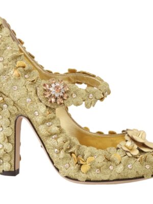 Dolce & Gabbana Gold Floral Crystal Embellished Pumps