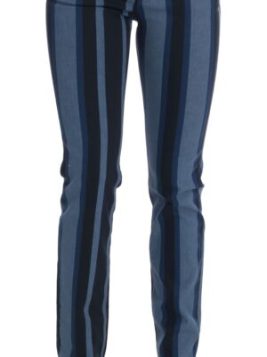 Dolce & Gabbana Chic Blue Striped Slim Fit Girly Jeans