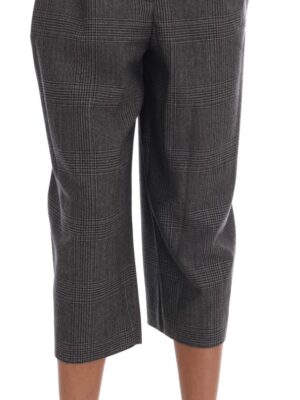 Dolce & Gabbana Elegant Gray Check Capri Wool Pants