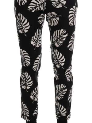 Dolce & Gabbana Slim Fit Leaf Print Ankle Pants