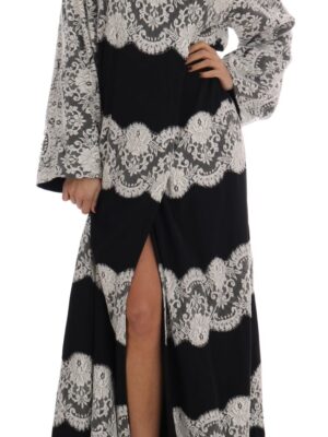 Dolce & Gabbana Elegant Silk Floral Lace Kaftan Maxi Dress