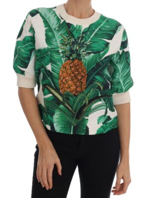 Dolce & Gabbana Tropical Sequined Sweater - Lush Greenery Edition