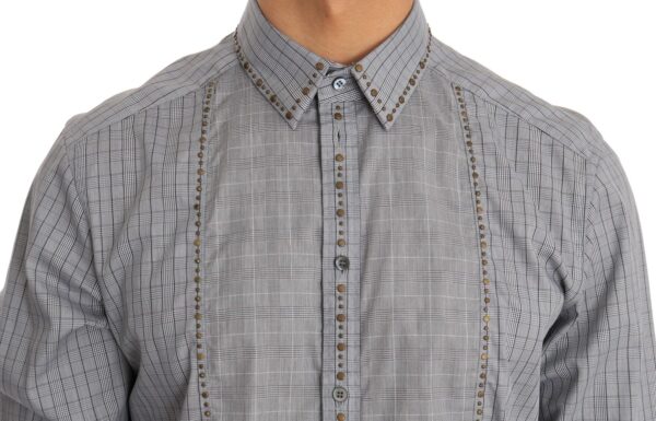 Dolce & Gabbana Elegant Gray Checkered Slim Fit Casual Shirt - Image 4
