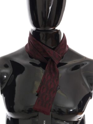 Dolce & Gabbana Silk Bordeaux Crown Chili Print Mens Scarf