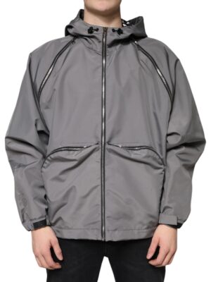 Dolce & Gabbana Gray Polyester Hooded Men Full Zip Jacket