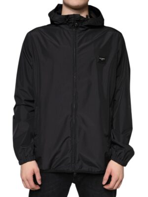 Dolce & Gabbana Black Polyester Hooded Men Full Zip Jacket