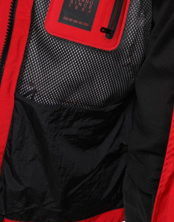Dolce & Gabbana Red Nylon Hooded Men Full Zip Parka Jacket - Image 8