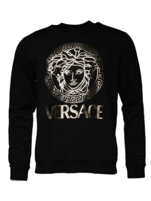 Versace Black Medusa Fleece Men Crew Neck Sweatshirt Sweater