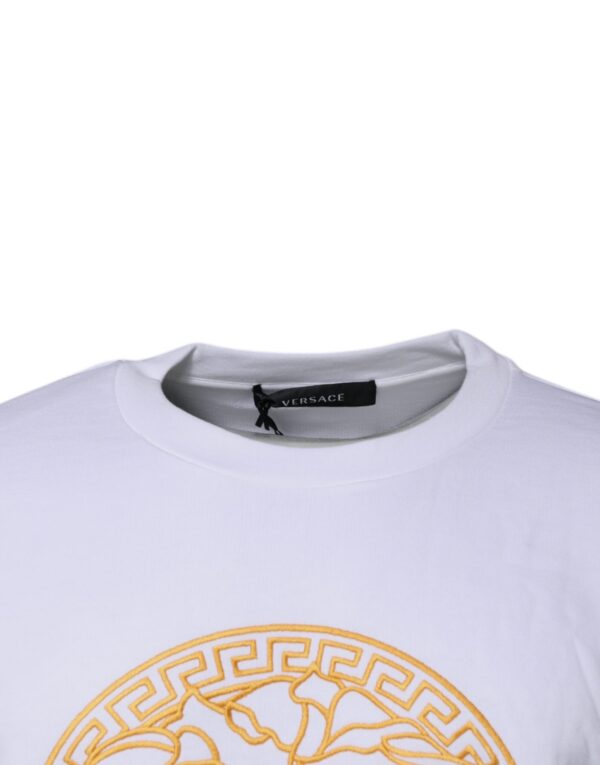 Versace White Medusa Embroidery Crew Neck Pullover Sweater - Image 3