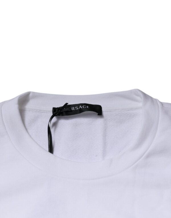 Versace White Medusa Embroidery Crew Neck Pullover Sweater - Image 6