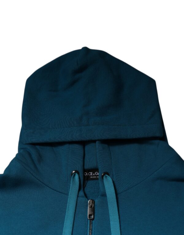Dolce & Gabbana Blue Logo Cotton Hooded Sweatshirt Sweater - Image 6