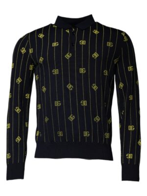 Dolce & Gabbana Black Monogram Mock Neck Pullover Sweater