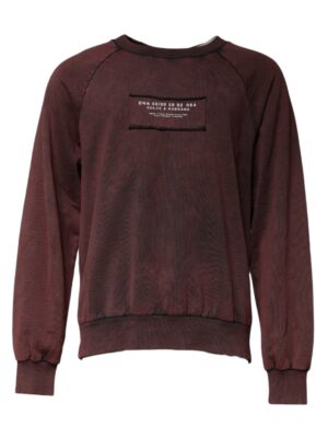 Dolce & Gabbana Brown Logo Cotton Crew Neck Pullover Sweater