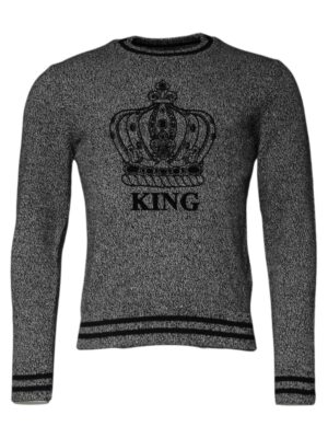 Dolce & Gabbana Gray Crown King Cashmere Pullover Sweater