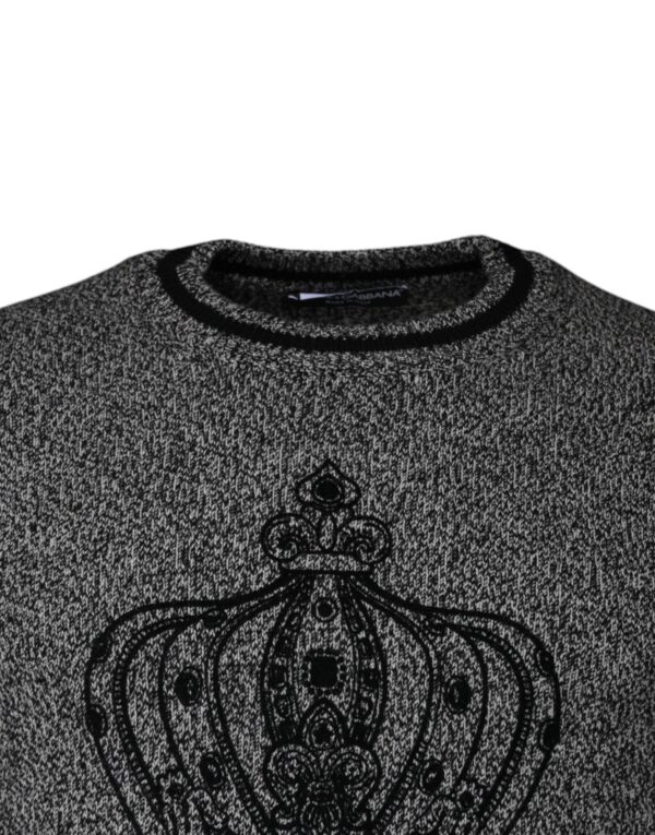 Dolce & Gabbana Gray Crown King Cashmere Pullover Sweater - Image 3