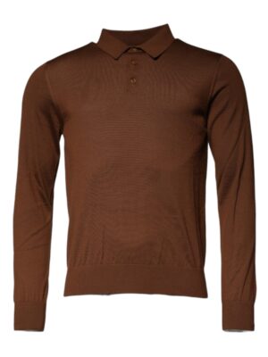 Dolce & Gabbana Brown Cashmere Buttoned Men Pullover Sweater