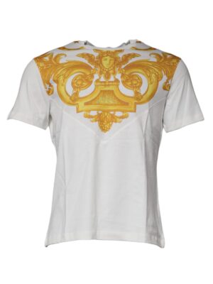 Versace White Medusa Print Cotton Crew Neck T-shirt