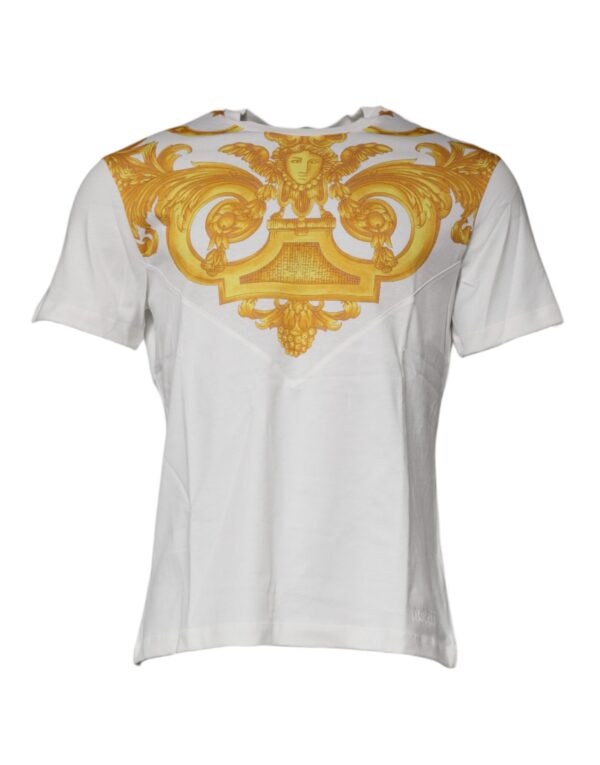 Versace White Medusa Print Cotton Crew Neck T-shirt - Image 2