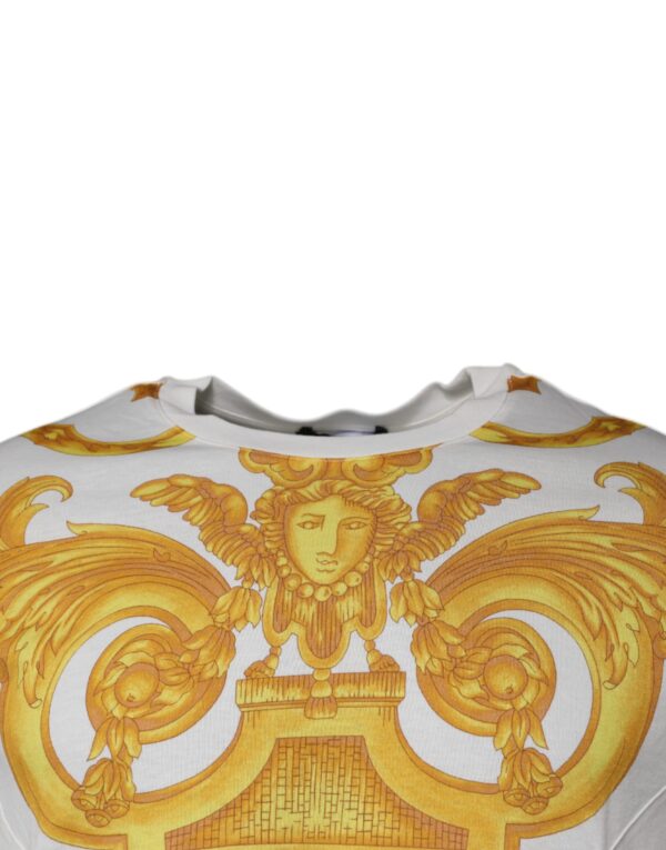 Versace White Medusa Print Cotton Crew Neck T-shirt - Image 3