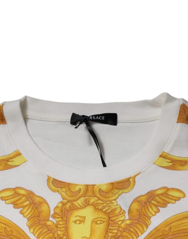 Versace White Medusa Print Cotton Crew Neck T-shirt - Image 6