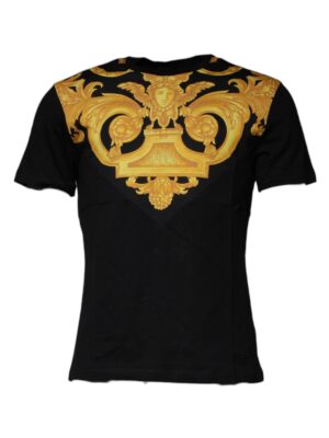 Versace Black Medusa Print Cotton Crew Neck T-shirt