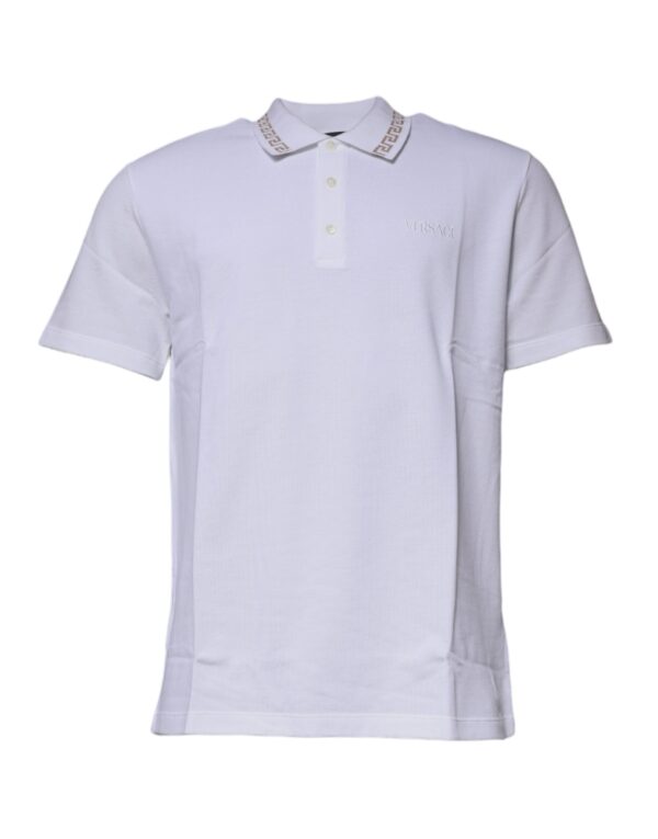 Versace White Viscose Collared Men Polo Short Sleeves T-shirt - Image 2