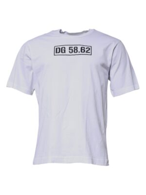 Dolce & Gabbana White DG Logo Cotton Crew Neck T-shirt