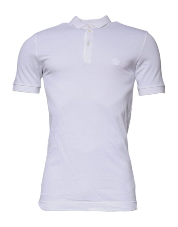 Dolce & Gabbana White Cotton Crown Collared Polo T-shirt - Image 2
