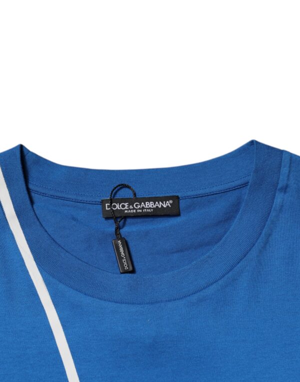 Dolce & Gabbana Blue Logo Print Cotton Men Crew Neck T-shirt - Image 6