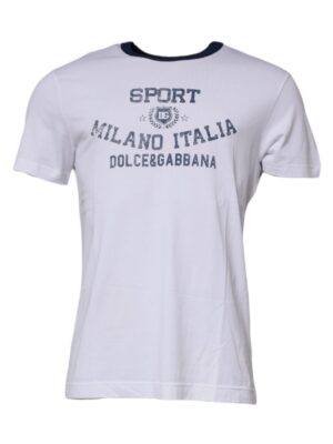 Dolce & Gabbana White Graphic Print Cotton Crew Neck T-shirt