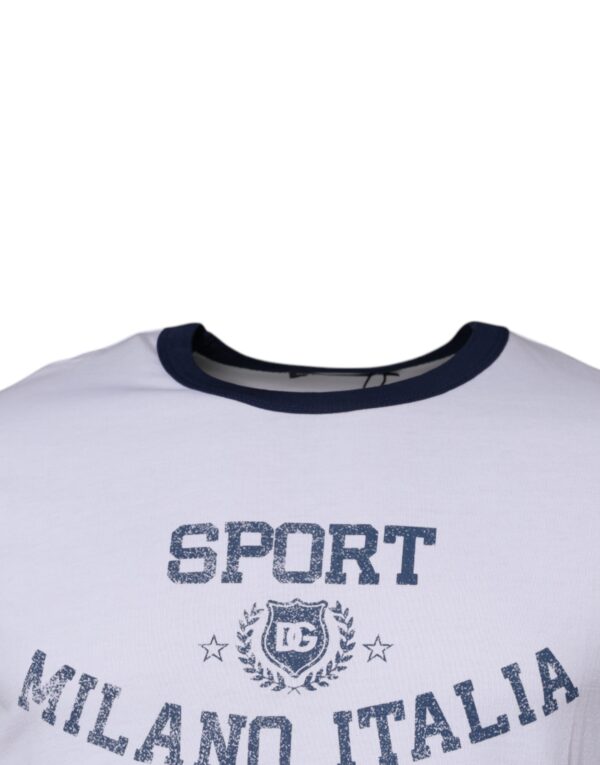Dolce & Gabbana White Graphic Print Cotton Crew Neck T-shirt - Image 3