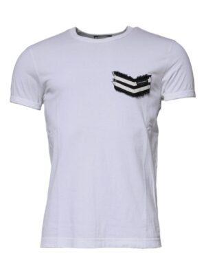 Dolce & Gabbana White Stripes Crew Neck Short Sleeves T-shirt
