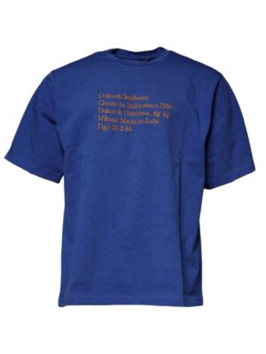 Dolce & Gabbana Blue Graphic Print Cotton Crew Neck T-shirt