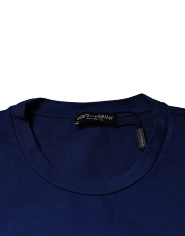 Dolce & Gabbana Blue Graphic Print Cotton Crew Neck T-shirt - Image 6