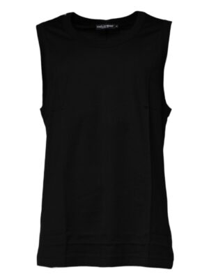 Dolce & Gabbana Black Cotton Round Neck Sleeveless T-shirt